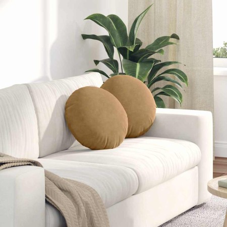 Cojines para asiento 2 pcs Marrón Ø 40 x 13 cm Terciopelo