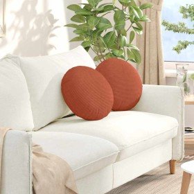 Cojines para asiento 2 pcs Rojo Naranja Ø 40 cm Tela de pana