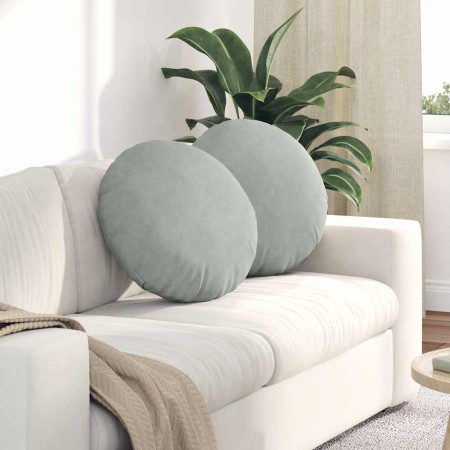Cojines para asiento 2 pcs Gris Claro Ø 40 x 13 cm Terciopelo