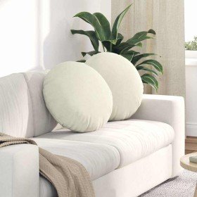 Cojines para asiento 2 pcs Crema Ø 40 x 13 cm Terciopelo