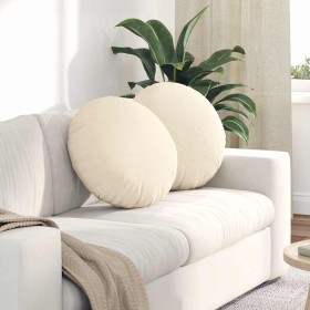 Cojines para asiento 2 pcs Crema Ø 50 cm Tela de pana