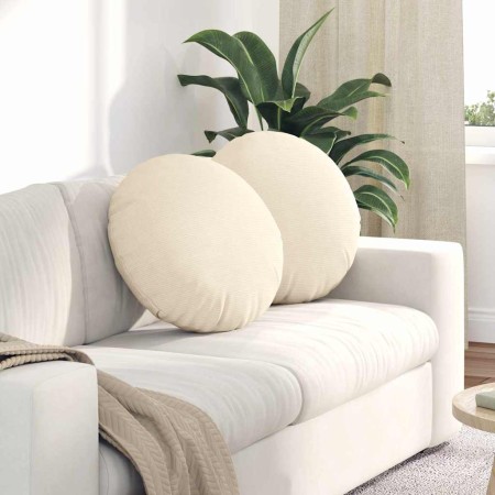 Cojines para asiento 2 pcs Crema Ø 50 cm Tela de pana