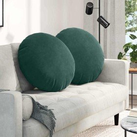Cojines para asiento 2 pcs Verde oscuro Ø 40 x 13 cm Terciopelo en Cojines para sillas y sofás | Comprar online en Foro24