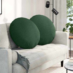 Cojines para asiento 2 pcs Verde oscuro Ø 60 cm Tela de pana