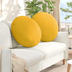 Cojines para asiento 2 pcs Amarillo Claro Ø 60 cm Tela de pana
