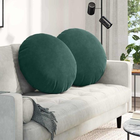 Cojines para asiento 2 pcs Verde oscuro Ø80 x 29 cm Terciopelo en Cojines para sillas y sofás | Comprar online en Foro24