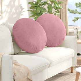 Cojines para asiento 2 pcs Rosa Ø80 x 29 cm Terciopelo