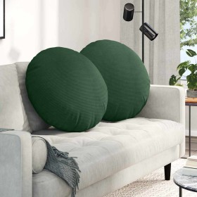 Cojines para asiento 2 pcs Verde oscuro Ø 80 cm Tela de pana