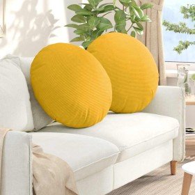 Cojines para asiento 2 pcs Amarillo Claro Ø 80 cm Tela de pana en Cojines para sillas y sofás | Comprar online en Foro24