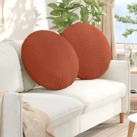 Cojines para asiento 2 pcs Rojo Naranja Ø 80 cm Tela de pana