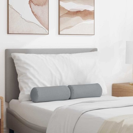 Cojines Bolster 2 pcs Gris Claro Ø 15 x 40 cm tela