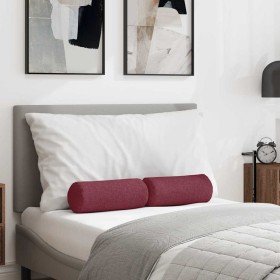 Cojines Bolster 2 pcs Rojo vino Ø 15 x 40 cm tela