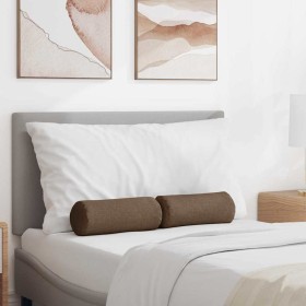 Cojines Bolster 2 pcs Marrón Ø 15 x 40 cm tela