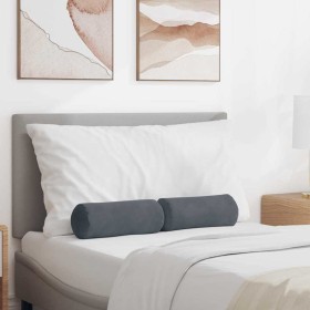 Cojines Bolster 2 pcs Gris oscuro Ø 15 x 40 cm Tela de pana