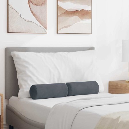 Cojines Bolster 2 pcs Gris oscuro Ø 15 x 40 cm Tela de pana