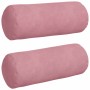 Cojines Bolster 2 pcs Rosa Ø 15 x 40 cm Tela de pana