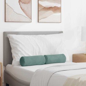 Cojines Bolster 2 pcs Verde Mar Ø 15 x 40 cm Tela de pana