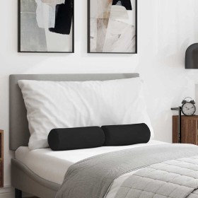 Cojines Bolster 2 pcs Negro Ø 15 x 40 cm Tela de microfibra