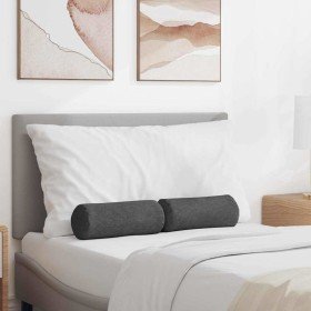 Cojines Bolster 2 pcs Gris oscuro Ø 15 x 40 cm Tela de pana