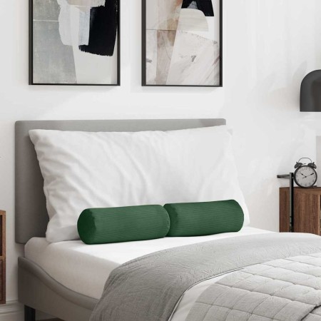 Cojines Bolster 2 pcs Verde oscuro Ø 15 x 40 cm Tela de pana