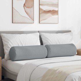 Cojines Bolster 2 pcs Gris Claro Ø 25 x 70 cm tela