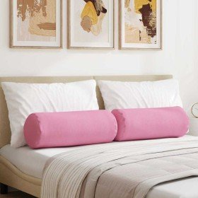 Cojines Bolster 2 pcs Rosa Ø 25 x 70 cm tela en Cojines para sillas y sofás | Comprar online en Foro24