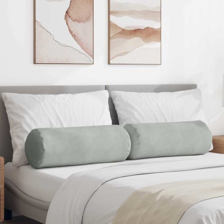 Cojines Bolster 2 pcs Gris Claro Ø 25 x 70 cm Tela de pana