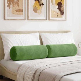 Cojines Bolster 2 pcs Verde claro Ø 25 x 70 cm Tela de pana