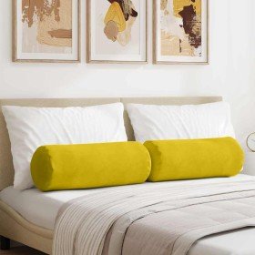 Cojines Bolster 2 pcs Amarillo Ø 25 x 70 cm Tela de pana