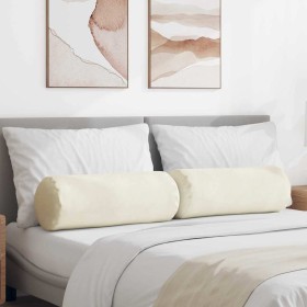 Cojines Bolster 2 pcs Crema Ø 25 x 70 cm Tela de pana