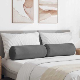 Cojines Bolster 2 pcs Gris oscuro Ø 25 x 70 cm