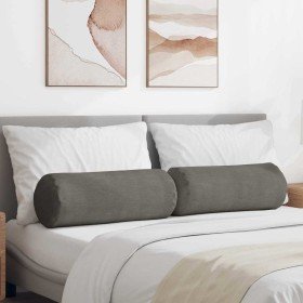 Cojines Bolster 2 pcs Gris Claro Ø 25 x 70 cm Tela de pana