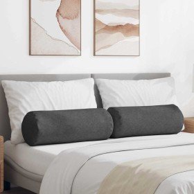 Cojines Bolster 2 pcs Gris oscuro Ø 25 x 70 cm Tela de pana