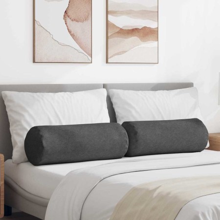 Cojines Bolster 2 pcs Gris oscuro Ø 25 x 70 cm Tela de pana