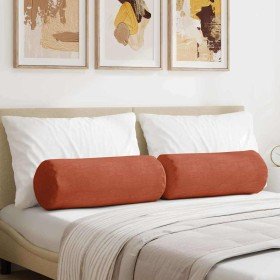 Cojines Bolster 2 pcs Rojo Naranja Ø 25 x 70 cm Tela de pana en Cojines para sillas y sofás | Comprar online en Foro24