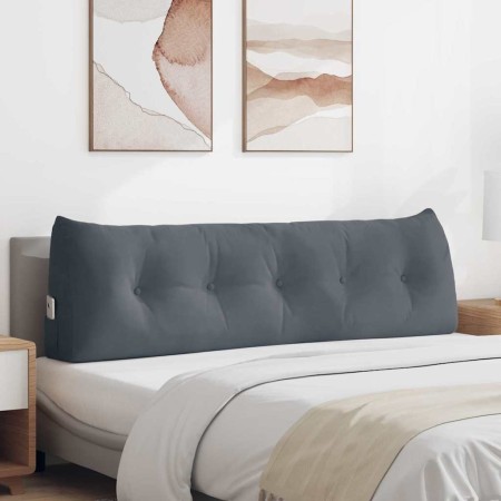 Cojín de Espalda Gris oscuro 160 x 24 x 50 cm Terciopelo