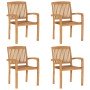 Sillas de jardín apilables 4 unidades madera maciza de teca en Sillas de jardín | Comprar online en Foro24