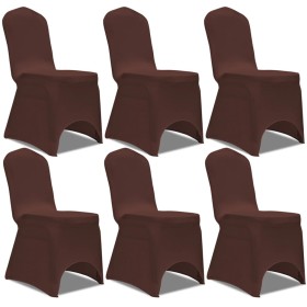 Funda de silla elástica 6 unidades marrón de vidaXL, Fundas - Ref: Foro24-131413, Precio: 21,91 €, Descuento: %
