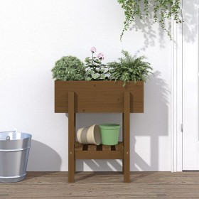 Jardinera madera maciza de pino marrón miel 62x30x69 cm de vidaXL, Maceteros y jardineras - Ref: Foro24-825236, Precio: 58,26...