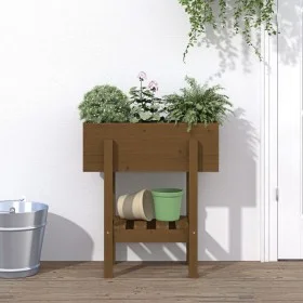 Solid pine wood planter in honey brown color, 62x30x69 cm by vidaXL, Pots and planters - Ref: Foro24-825236, Price: 57,46 €, ...