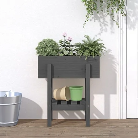 Solid gray pine wood planter 62x30x69 cm by vidaXL, Pots and planters - Ref: Foro24-825235, Price: 58,52 €, Discount: %