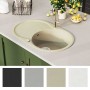Fregadero de cocina de granito con un seno ovalado beige