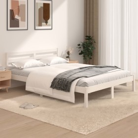 Massives Bettgestell aus weißem Kiefernholz, 120 x 190 cm von vidaXL, Betten und Lattenroste - Ref: Foro24-810401, Preis: 107...