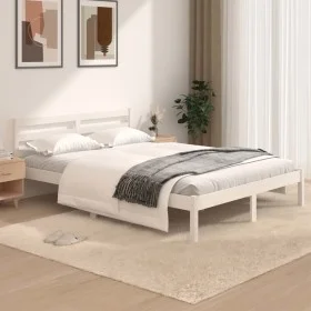 Solid white pine wood bed frame 120x190 cm by vidaXL, Beds and slatted bases - Ref: Foro24-810401, Price: 105,85 €, Discount: %