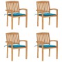 Sillas de jardín apilables 4 uds madera de teca con cojines