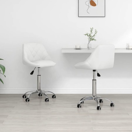 Drehbare Esszimmerstühle, 2 Einheiten, weißes Kunstleder von vidaXL, Essstühle - Ref: Foro24-335199, Preis: 135,40 €, Rabatt: %