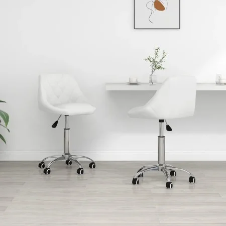 Sillas de comedor giratorias 2 unidades cuero sintético blanco de vidaXL, Sillas de comedor - Ref: Foro24-335199, Precio: 132...