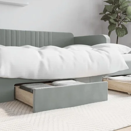 Bed drawers 2 pcs engineered wood and light gray velvet by vidaXL, Beds and accessories - Ref: Foro24-833916, Price: 45,21 €,...
