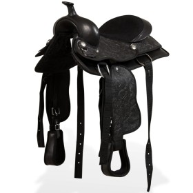Westernsattel, Zaumzeug und Echtleder-Brustpanzer 13" schwarz von vidaXL, Rahmen - Ref: Foro24-91356, Preis: 200,00 €, Rabatt: %