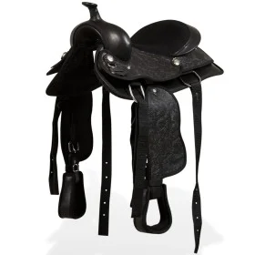 Westernsattel, Zaumzeug und Echtleder-Brustpanzer 13" schwarz von vidaXL, Rahmen - Ref: Foro24-91356, Preis: 195,71 €, Rabatt: %